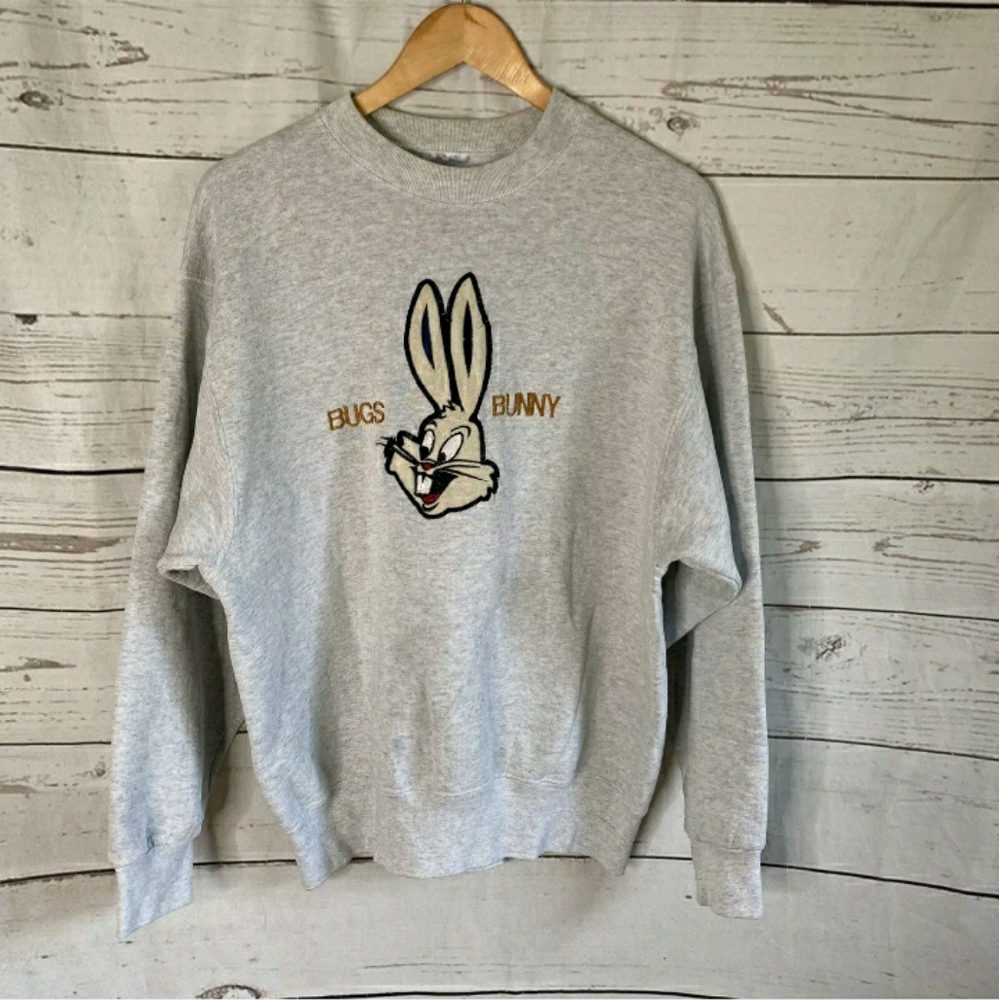 Y2K Bugs Bunny Crewneck Sweatshirt Embroidered cotton Warner Bros